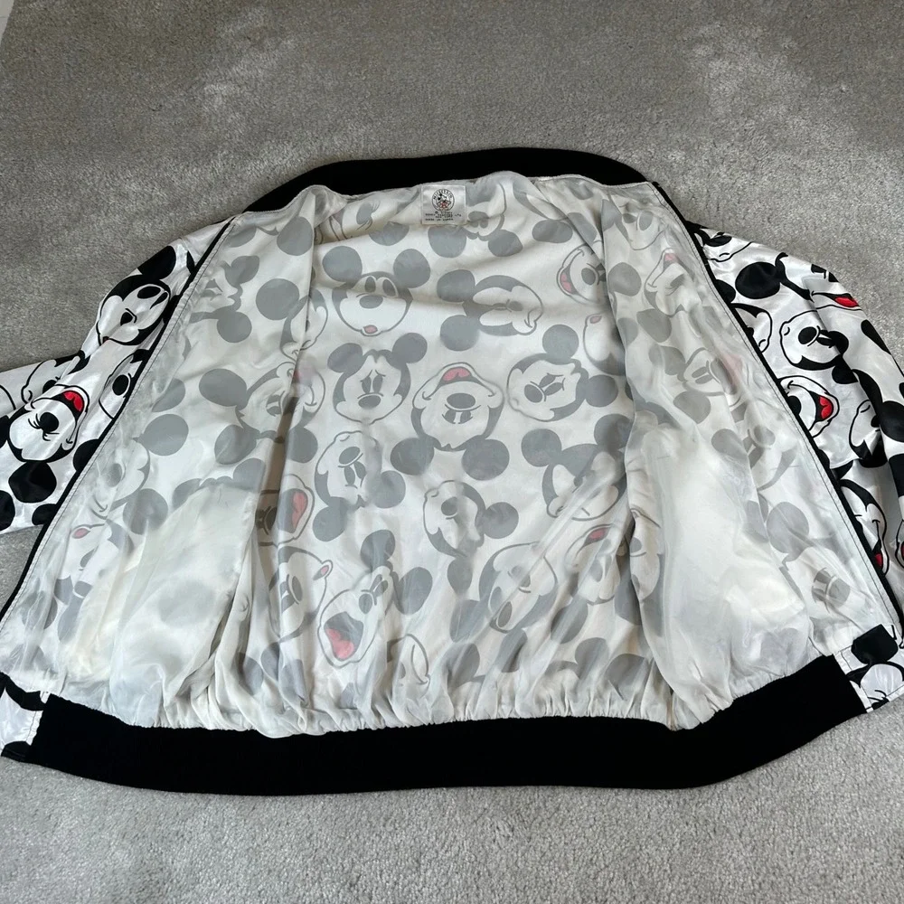 Vintage 90s Mickey & Co Bomber Jacket Mens Medium White Mickey‎ Mouse AOP Faces